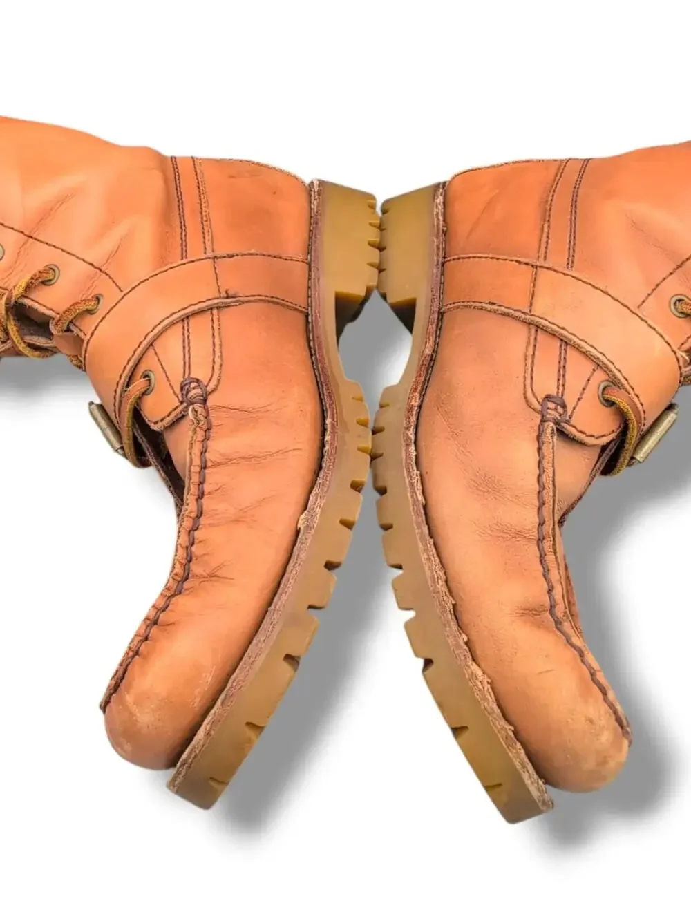 Polo‎ Ralph Lauren Ranger Boots Mens Size 9.5D Brown Leather Strap Buckle Combat